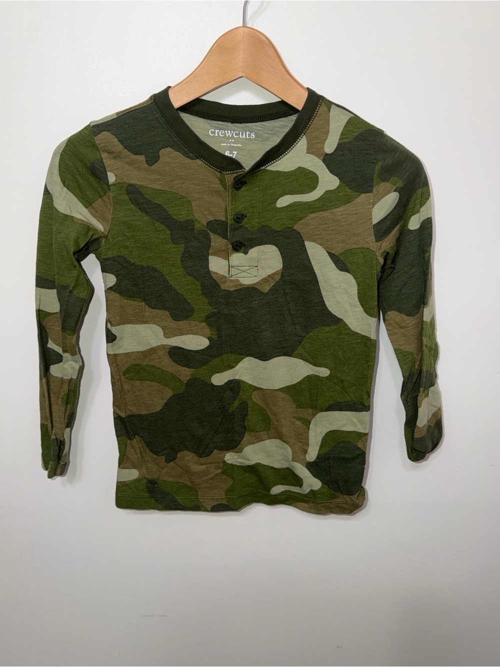Crewcuts Camo Henley Long-Sleeve Shirt - Green, Olive, Khaki